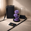 gift ready preserved blue roses glass dome in luxury box, ribbon and card included