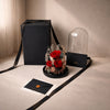 three preserved red roses glass dome with luxury gift box and card Australia