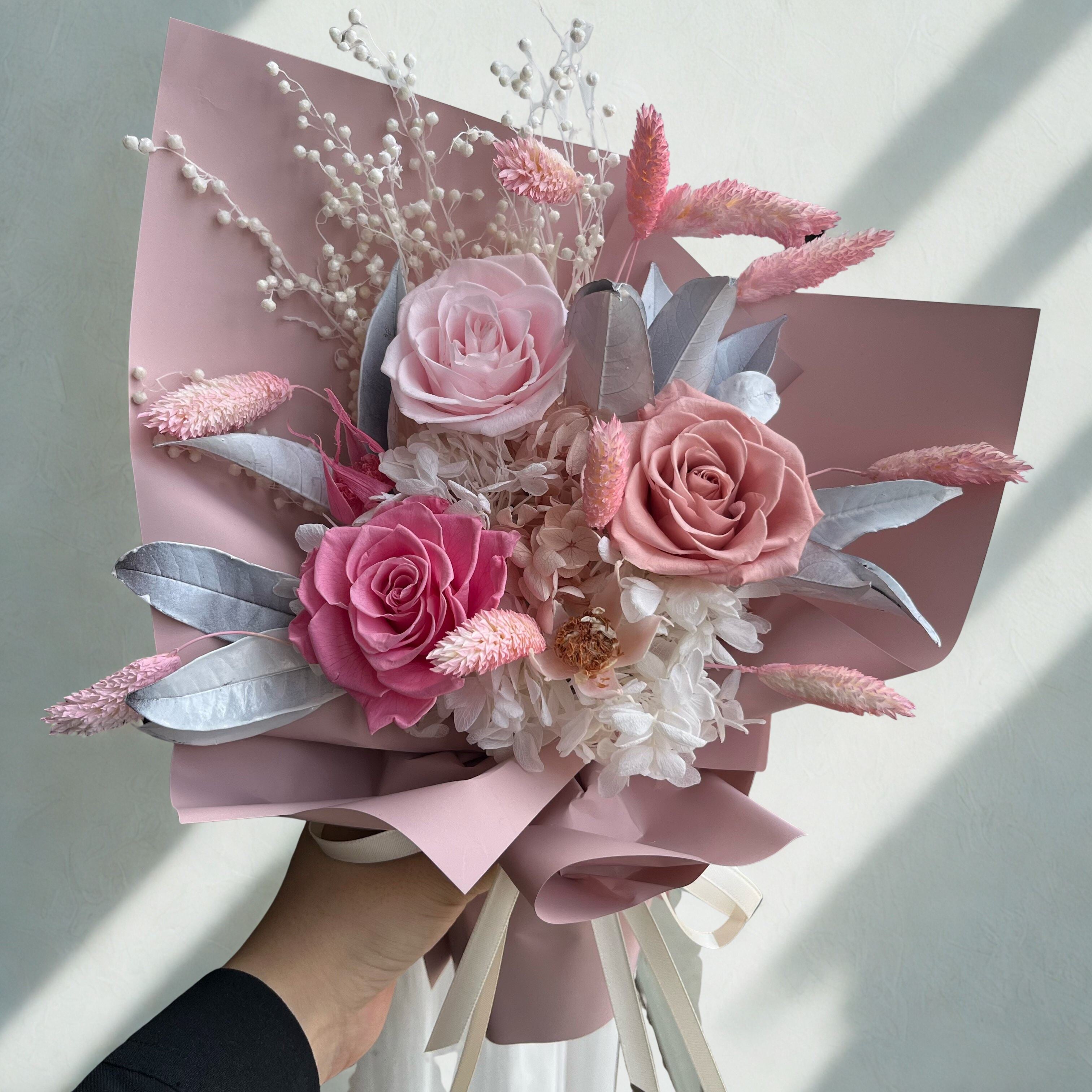 Four Seasons Preserved Roses Bouquet – Soft Romantic Tones