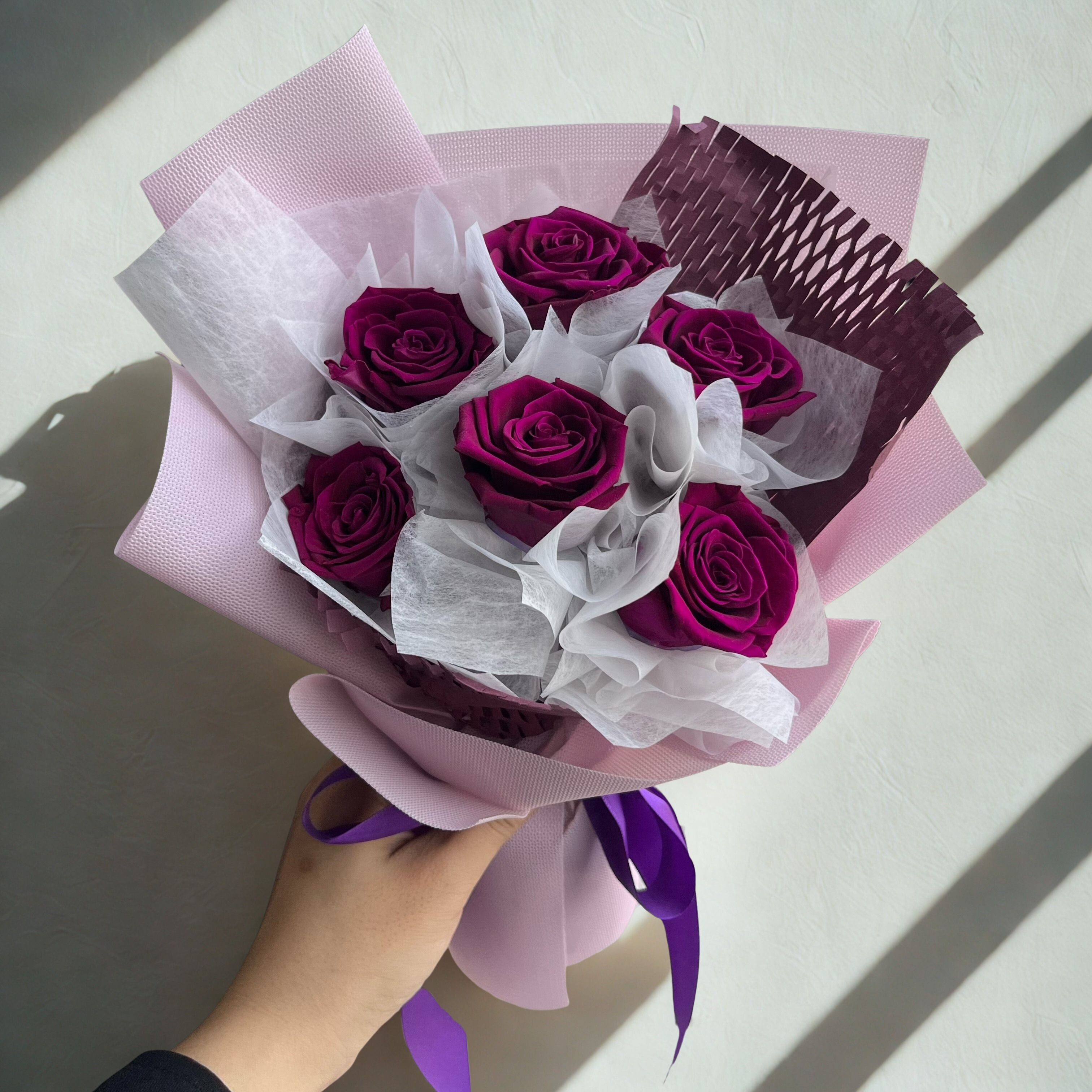Royal Purple Preserved Roses Bouquet