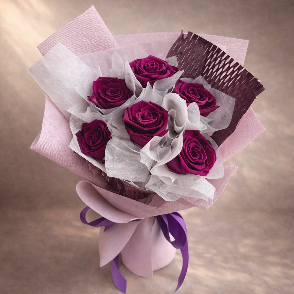preserved roses gift bouquet purple,  Australia