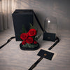 gift ready preserved roses in luxury box, ribbon and card included