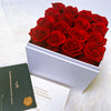Preserved Roses Box Acrylic Cover – Square – Red –  16 Roses