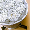 Preserved Roses Leather Style Bouquet – 9 Roses – White