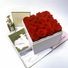 Preserved Roses Box Acrylic Cover – Square – Red –  16 Roses