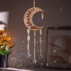 Yellow Crystal Moon Shape Dream Catcher with 9 Healing Agate