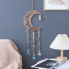 Yellow Crystal Moon Shape Dream Catcher with 9 Healing Agate