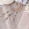 Yellow Crystal Moon Shape Dream Catcher with 9 Healing Agate