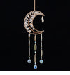 Yellow Crystal Moon Shape Dream Catcher with 9 Healing Agate