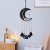 Black Crystal Moon Shape Dream Catcher with 5 Healing Agate