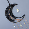 Black Crystal Moon Shape Dream Catcher with 5 Healing Agate