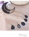 Black Crystal Moon Shape Dream Catcher with 5 Healing Agate