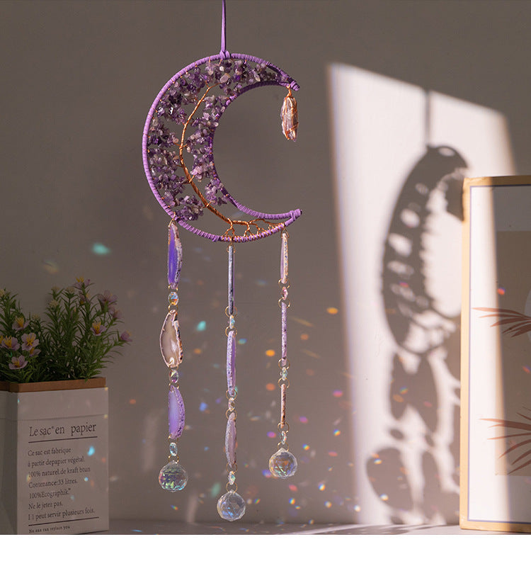 Purple Crystal Dream Catcher with 9 Healing Agate