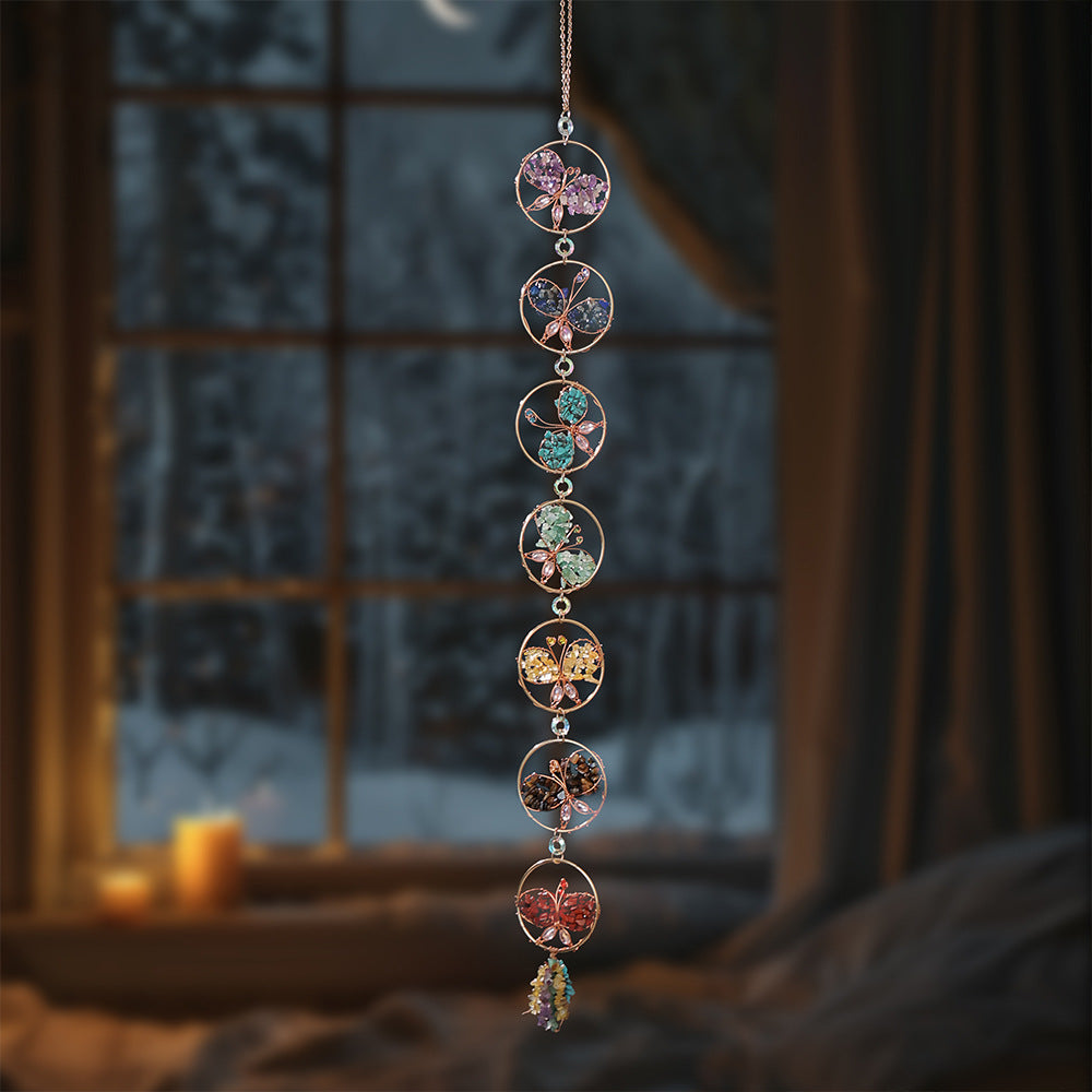 7 Butterfly Natural Stones Hanging Decoration