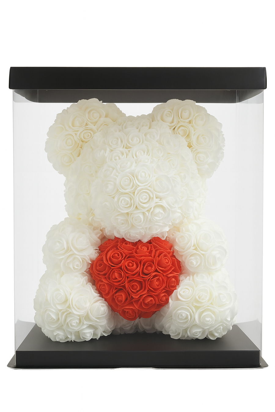 White Rose Bear with Red Heart-40cm