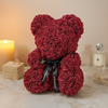 Burgundy Rose Bear with Bow-40cm