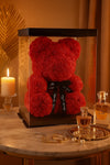 Red Rose Bear with Black Bow - 40cm