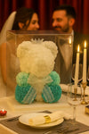 Tiffany Blue Rose Bear with Crown - 40cm