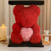 Red Rose Bear with Pink Heart-25cm
