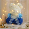 Graduated Blue Rose Bear with Crown-40cm