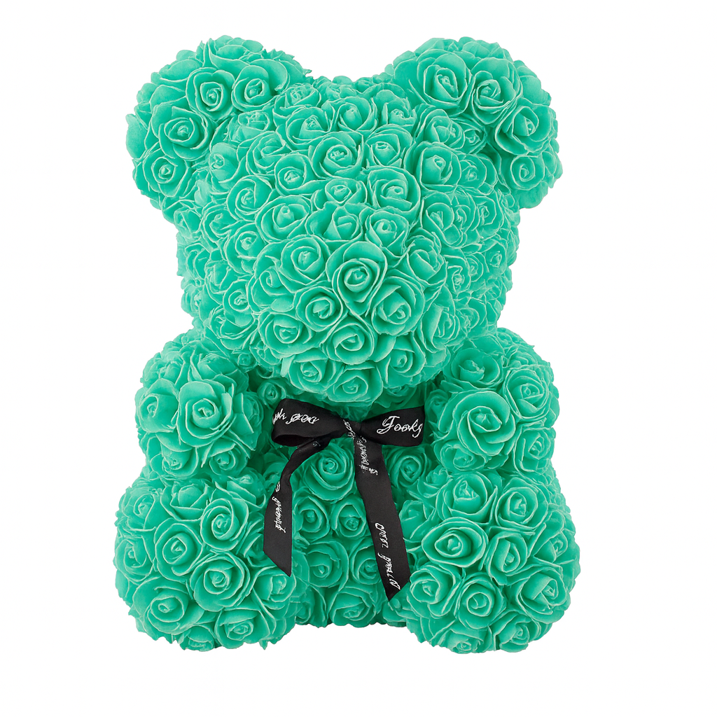 Tiffany Blue Rose Bear with Bow-40cm