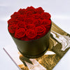 Preserved Roses Box – Round – Red –  18 Roses