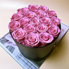 Preserved Roses Box – Round – Pink –  18 Roses