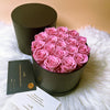 Preserved Roses Box – Round – Pink –  18 Roses