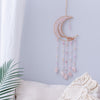 Pink Moon Shape Dream Catcher with Healing Crystals
