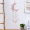 Pink Moon Shape Dream Catcher with Healing Crystals