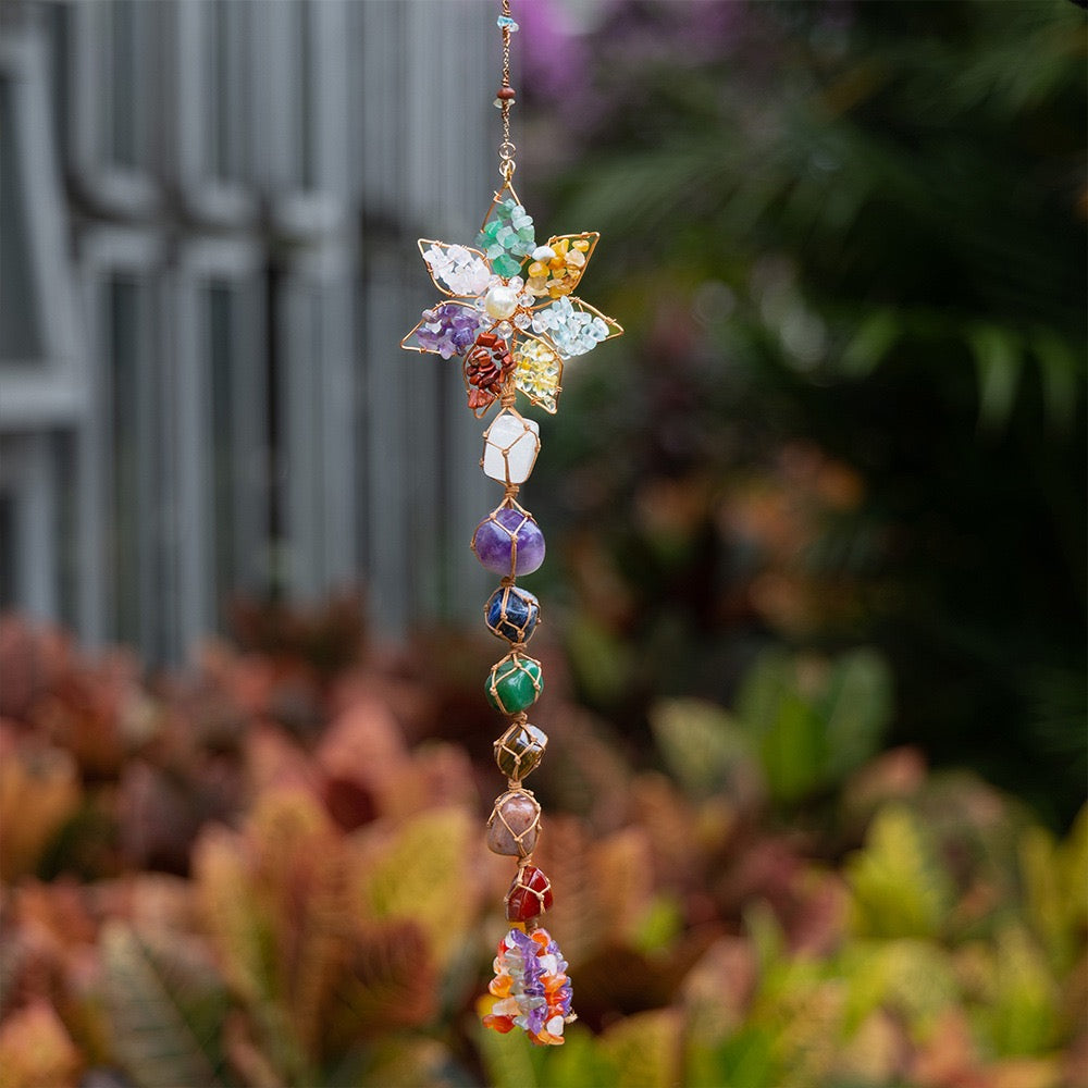 Lotus Colourful Nature Stones Hanging Decoration