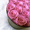 Preserved Roses Box – Round – Pink –  18 Roses