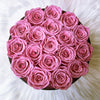 Preserved Roses Box – Round – Pink –  18 Roses