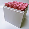 Preserved Roses Box Acrylic Cover – Square – Pink – 16 Roses