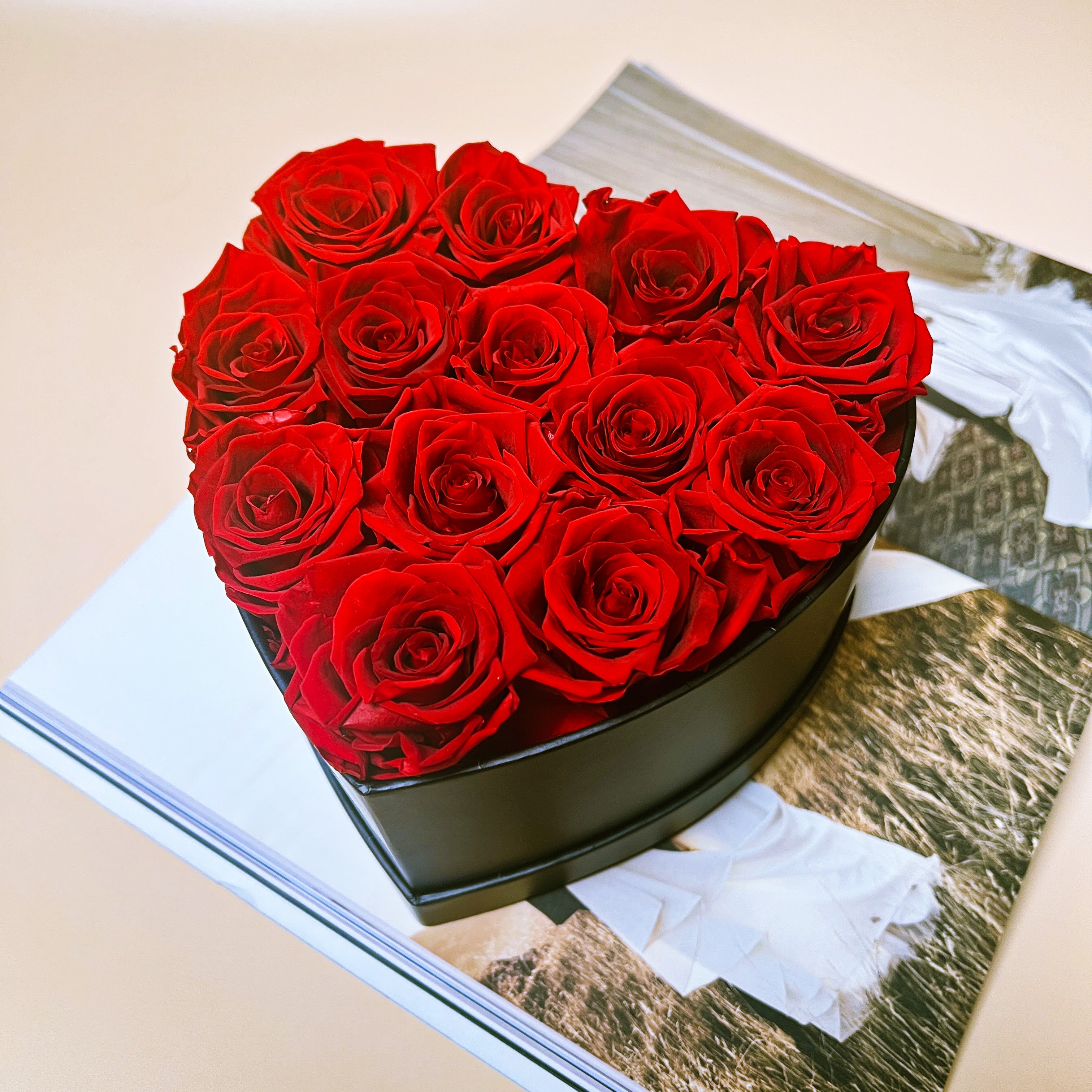 Preserved Roses Box – Heart Shape – Red – 13 Roses
