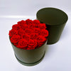 Preserved Roses Box – Round – Red –  18 Roses