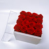 Preserved Roses Box Acrylic Cover – Square – Red –  16 Roses