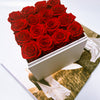 Preserved Roses Box Acrylic Cover – Square – Red –  16 Roses
