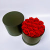 Preserved Roses Box – Round – Red –  18 Roses