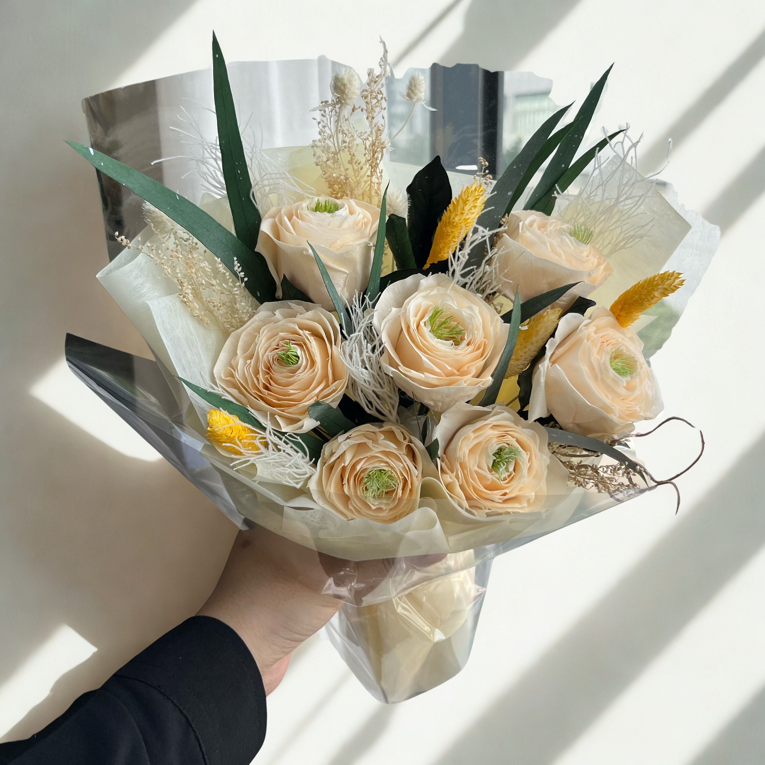 Soft Daylight Preserved Ranunculus Bouquet