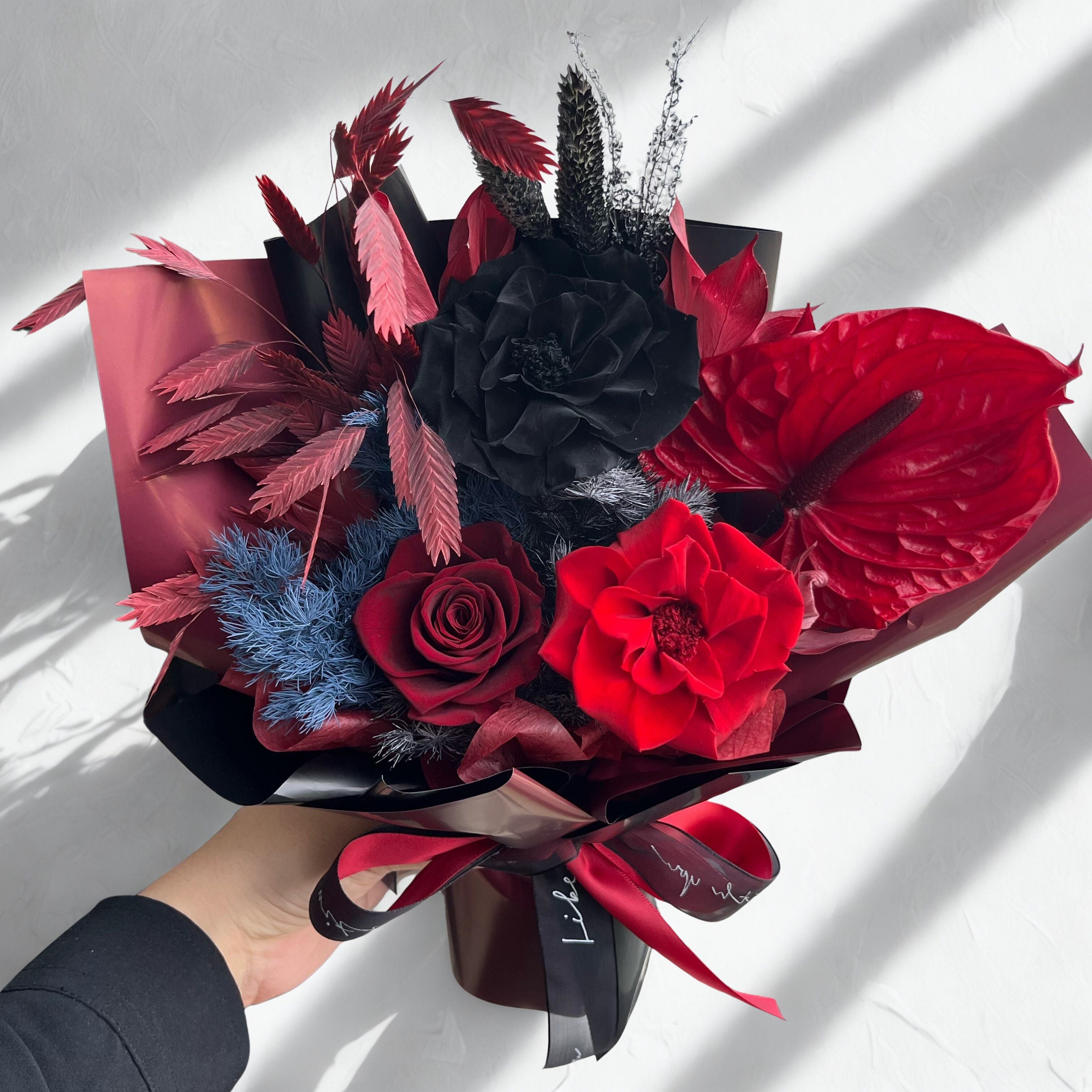 Anthurium Style Preserved Flower Bouquet - Red