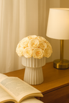 Preserved Roses Arrangement in White Ceramic Vase – Champagne Roses