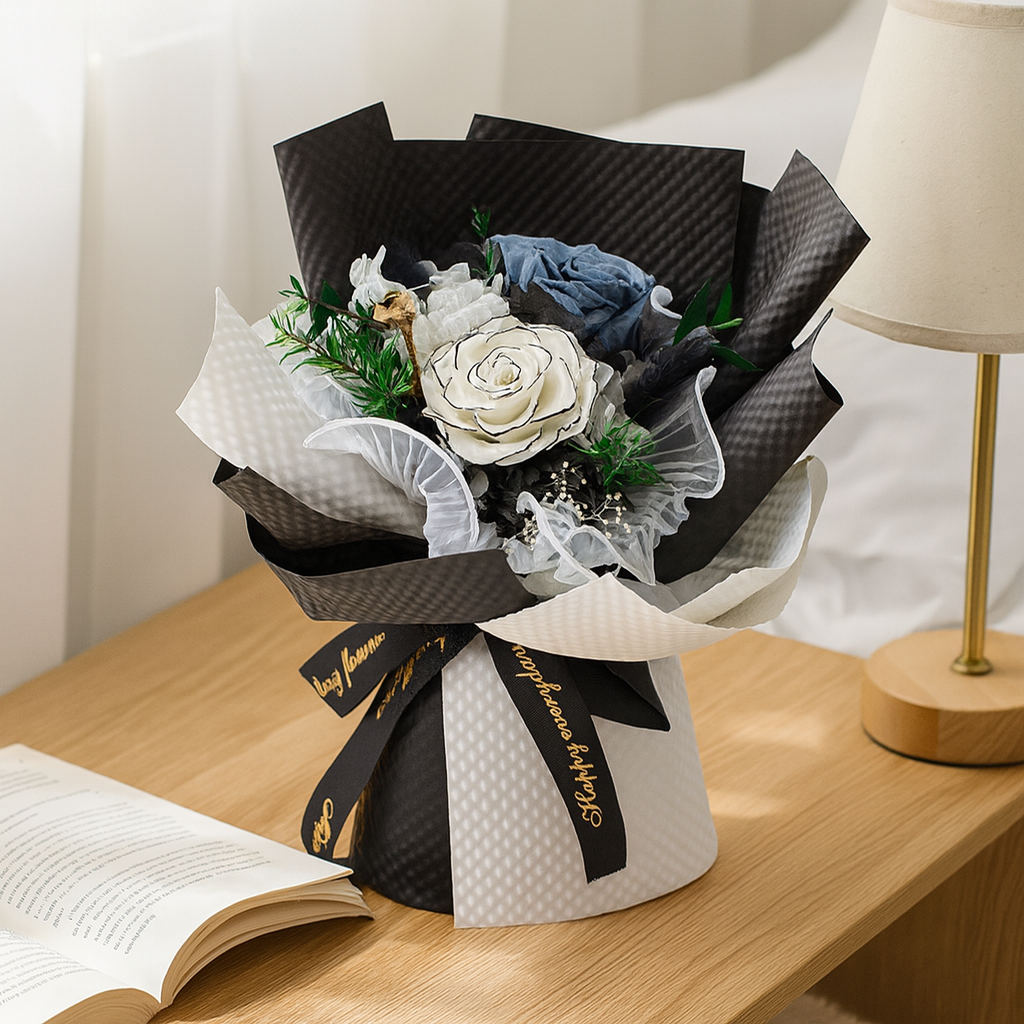 Midnight Elegance-Preserved Flower Bouquet