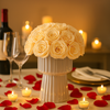 Preserved Roses Arrangement in White Ceramic Vase – Champagne Roses
