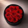 preserved red roses center detail, tight bloom, high quality flower