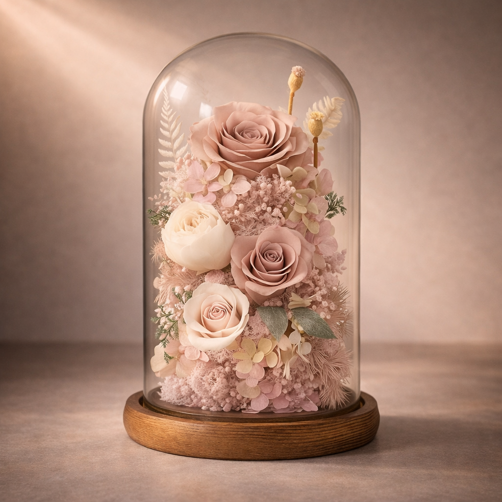 preserved rose dome pink, luxury gift, real rose preserved, Australia