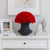 Preserved Roses Arrangement in Black Ceramic Vase – Red Roses