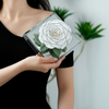 Giant Preserved Rose in Acrylic Box – White