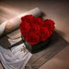 Heart-shaped luxury black box of red preserved roses 