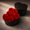 preserved Red roses in a black heart-shaped box, ready to gift, Australia
